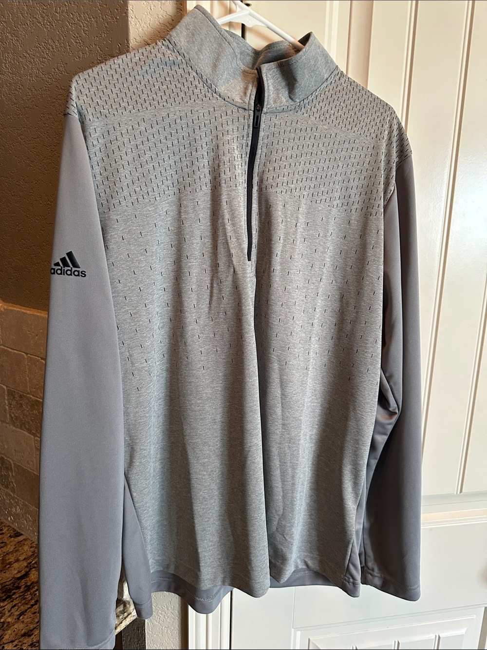 adidas Light Gray Quarter-Zip Performance Pullover Primegreen